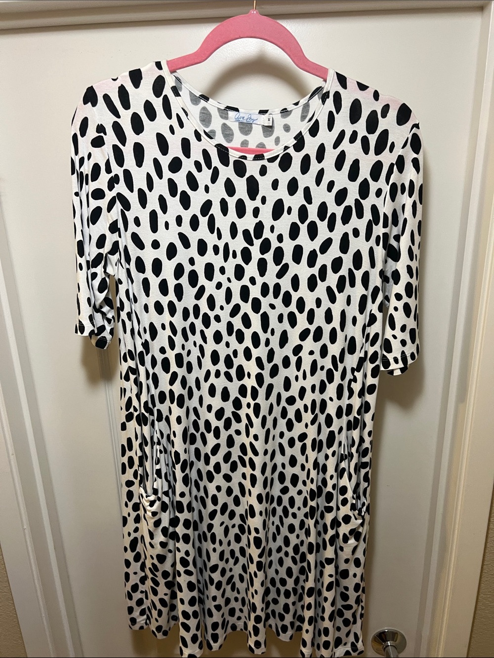 Ava Sky Black and White Spot Swing Dress